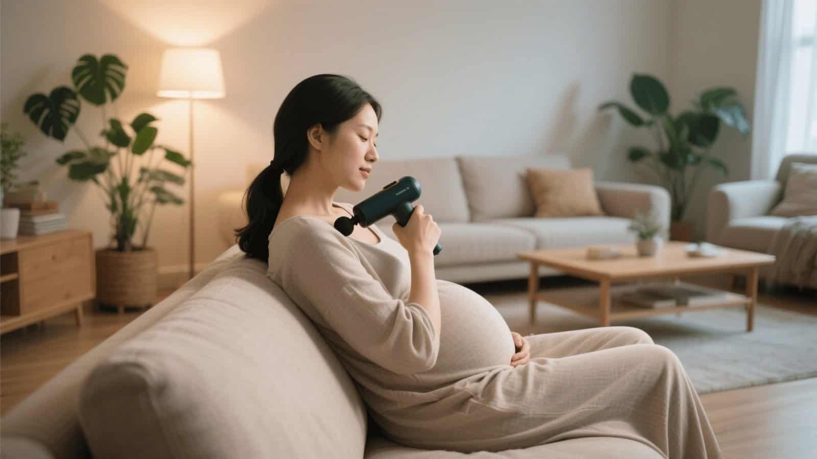 pregnant woman using massage gun safely