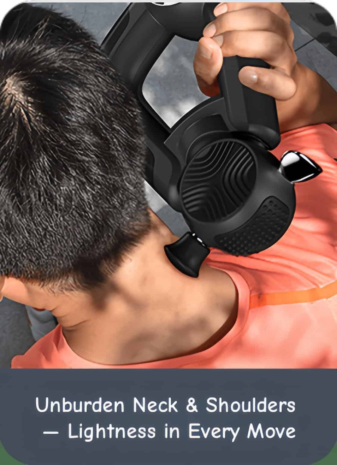 Office worker using therapy gun